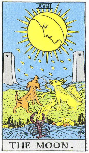 The Moon tarot card, Rider–Waite–Smith